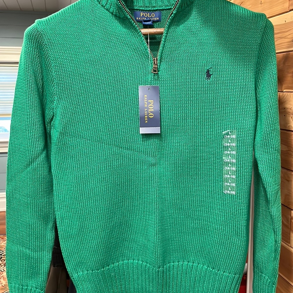 Brand new Polo Boys (size 14-16) Green sweater